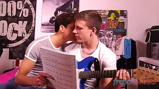 Guitar teacher playing with my twink ass